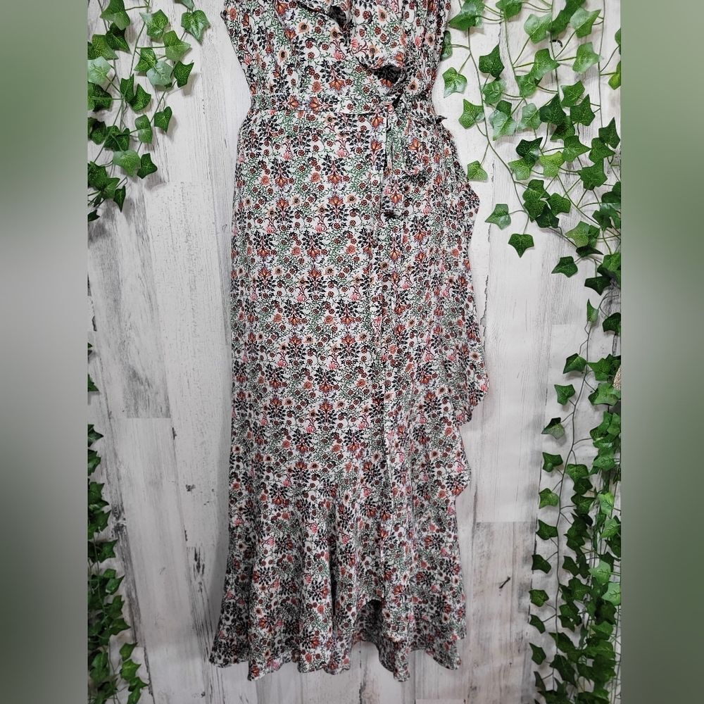 NWT Max Studio Patterned Ruffle Wrap Midi Dress N… - image 8